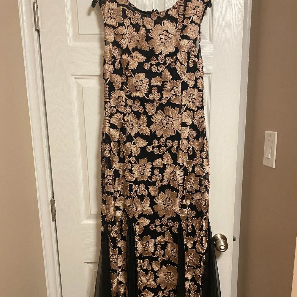 Gold Embroidered Mesh Maxi